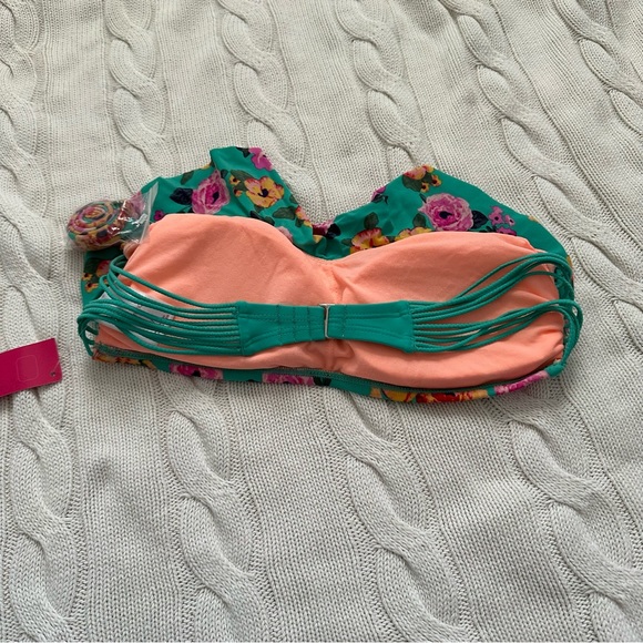 Turquoise Ruffle Floral Bikini Size M & Size L Bottom - Picture 5 of 9